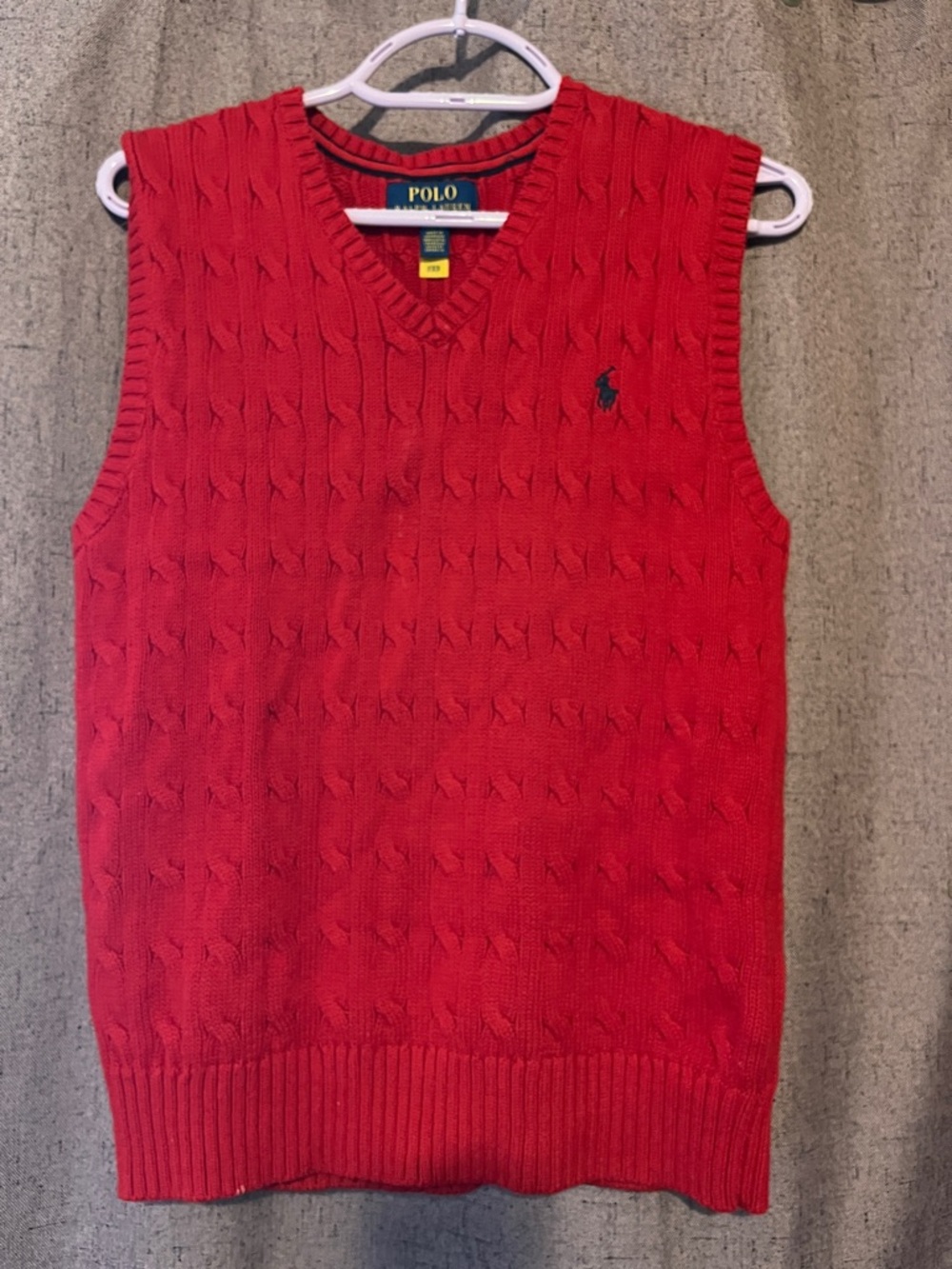 NWOT Polo by Ralph Lauren Red Cable-Knit V-Neck Sweater Vest